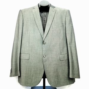 Guy Laroche Paris Two Piece Suit Chalk Stripe Wool Blend